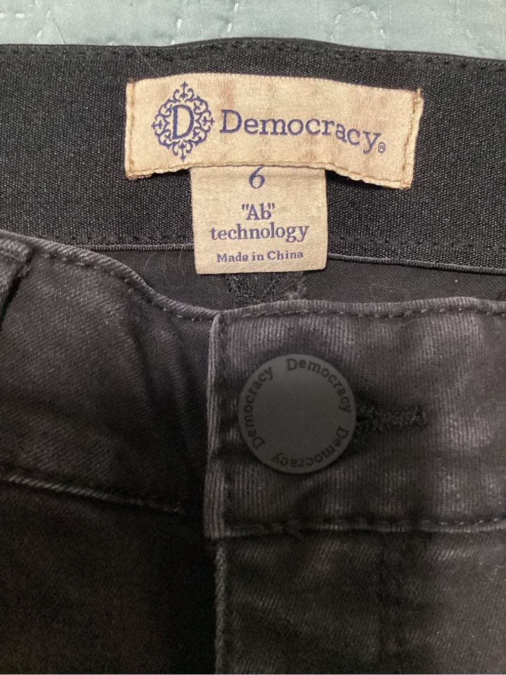 Democracy Women's Black Jeggings with Branded Button
